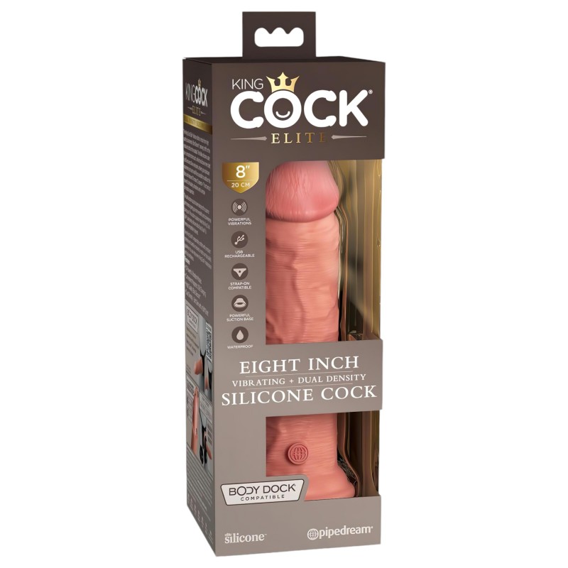 King Cock Elite 8 - testszínű élethű, tapadókorongos vibrátor (20 cm) 159794 termék bemutató kép
