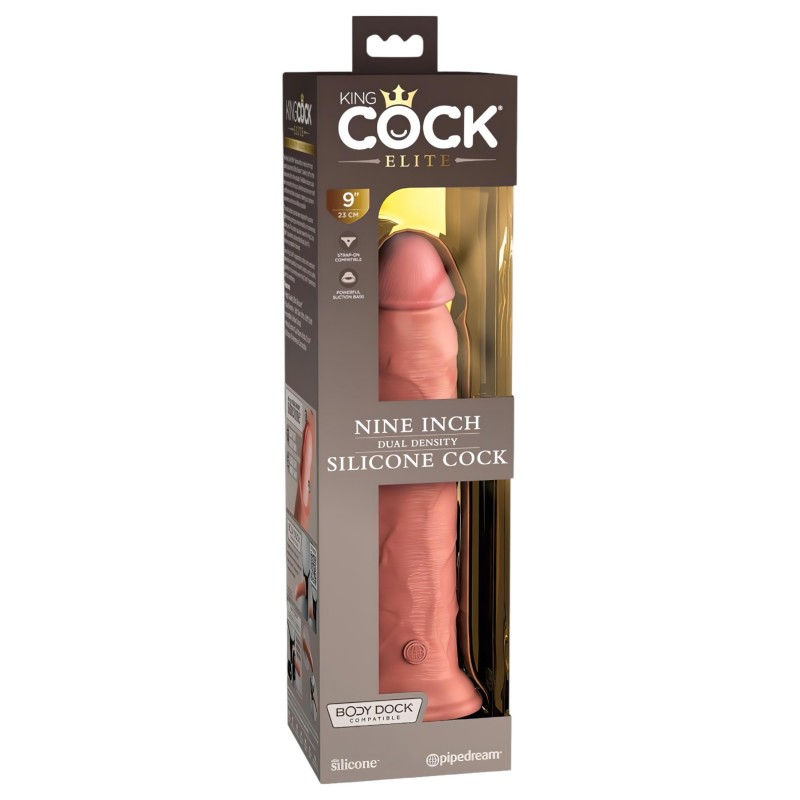 King Cock Elite 9 - tapadókorongos, élethű dildó (23 cm, natúr) 132332 termék bemutató kép