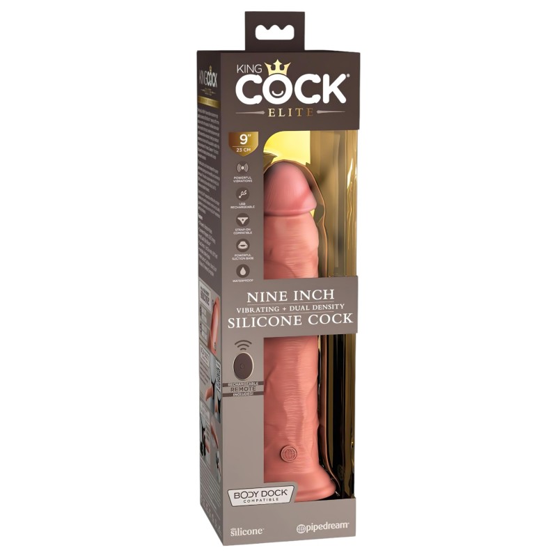 King Cock Elite 9 - tapadókorongos vibrátor 23cm - natúr 106090 termék bemutató kép