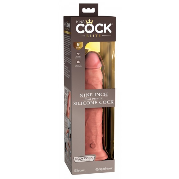 King Cock Elite 9 - tapadótalpas, élethű dildó (23cm) - natúr