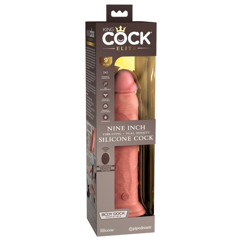 King Cock Elite 9 - tapadókorongos vibrátor 23cm - natúr 93923 termék bemutató kép