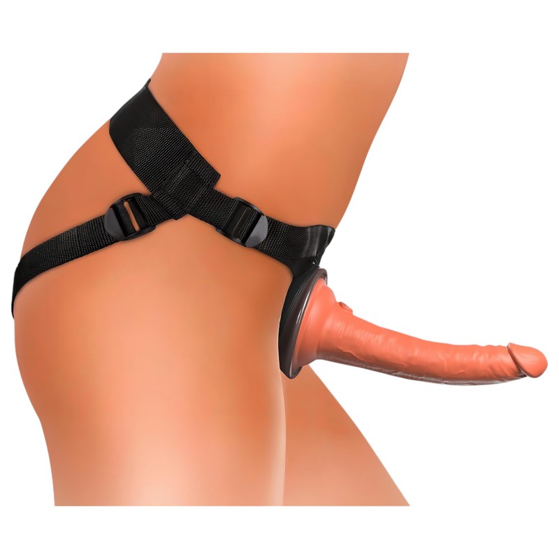 King Cock Elite Comfy - felcsatolható dildó hámmal (sötét testszínű) 144555 termék bemutató kép