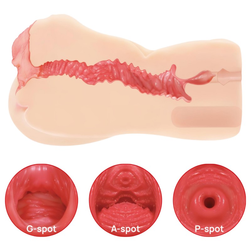 Kokos Onahole 004 - dupla rétegű műpunci maszturbátor (natúr) 116131 termék bemutató kép