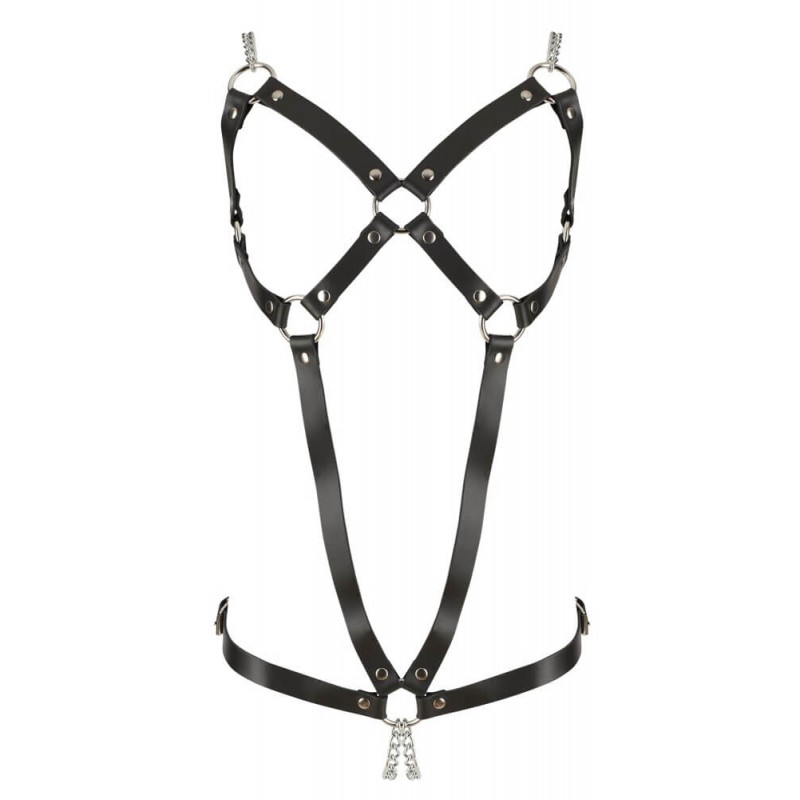 ZADO - láncos bőr testhám body - fekete (S-L) 64878 termék bemutató kép