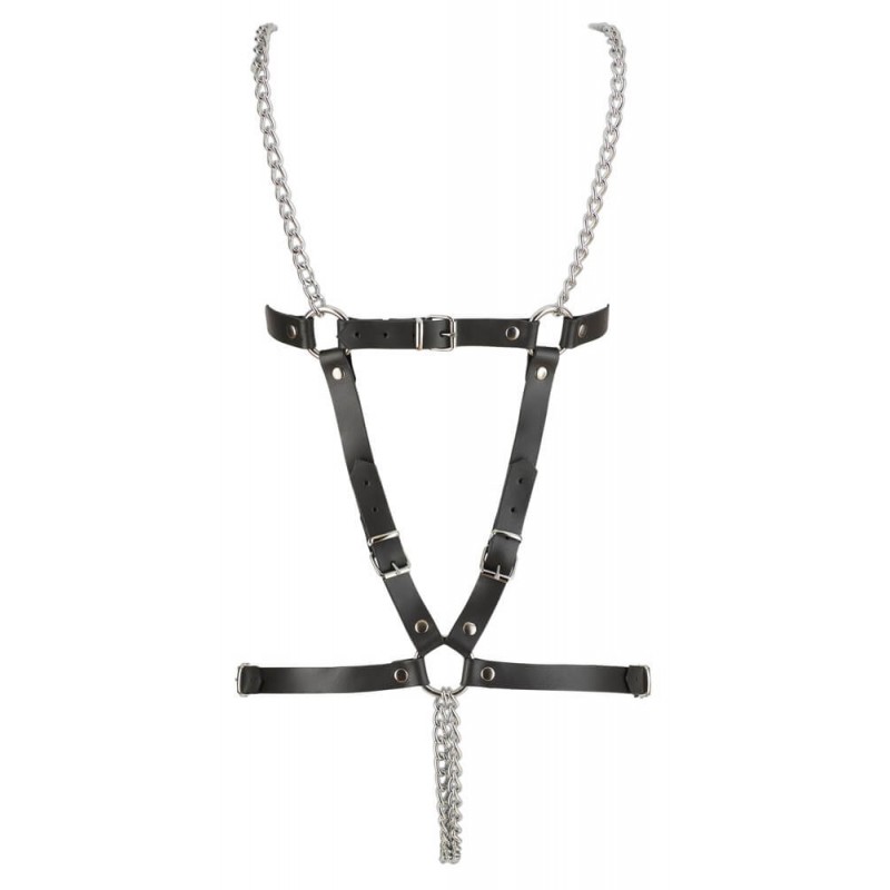 ZADO - láncos bőr testhám body - fekete (S-L) 64879 termék bemutató kép