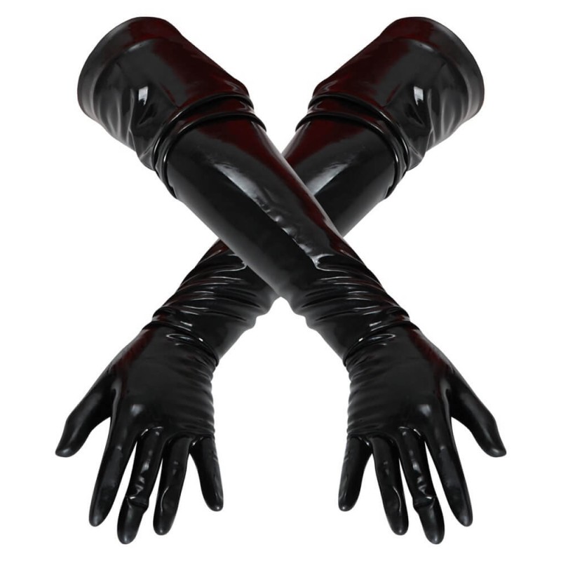 LATEX - hosszú, unisex kesztyű (fekete) 15184 termék bemutató kép