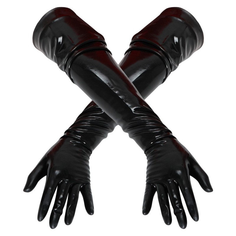 LATEX - hosszú, unisex kesztyű (fekete) 79135 termék bemutató kép