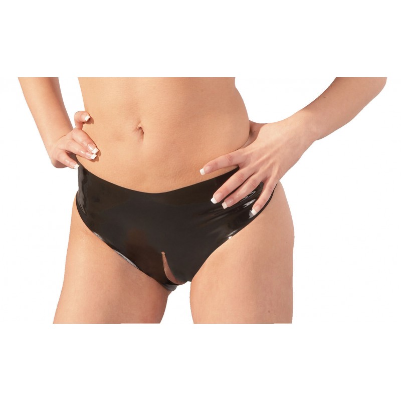 LATEX - végig nyitott női bugyi - fekete (S-L) 15129 termék bemutató kép
