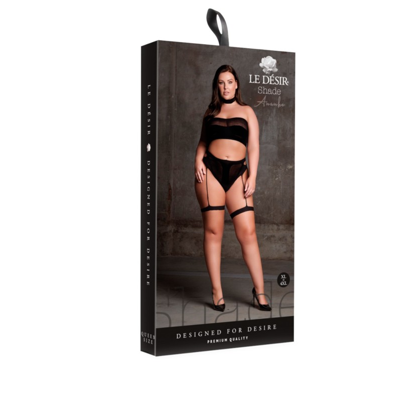 Le Désir Plus Size - 3 részes fehérnemű szett - fekete (XL-4XL) 121374 termék bemutató kép