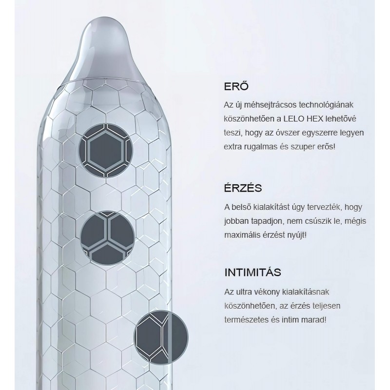 LELO Hex Original - luxus óvszer (12 db) 131610 termék bemutató kép