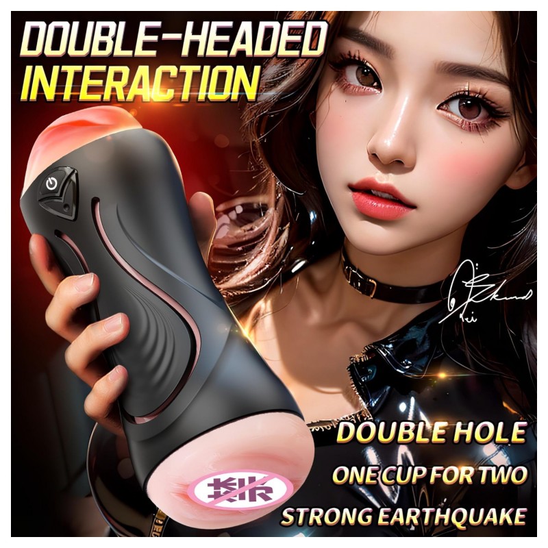 Leopard Double Knight - AI Dream Girl kétvégű vibrációs maszturbátor (fekete) 142636 termék bemutató kép