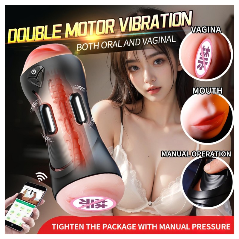 Leopard - száj és műpunci pénisz vibrátor (natúr) 126287 termék bemutató kép