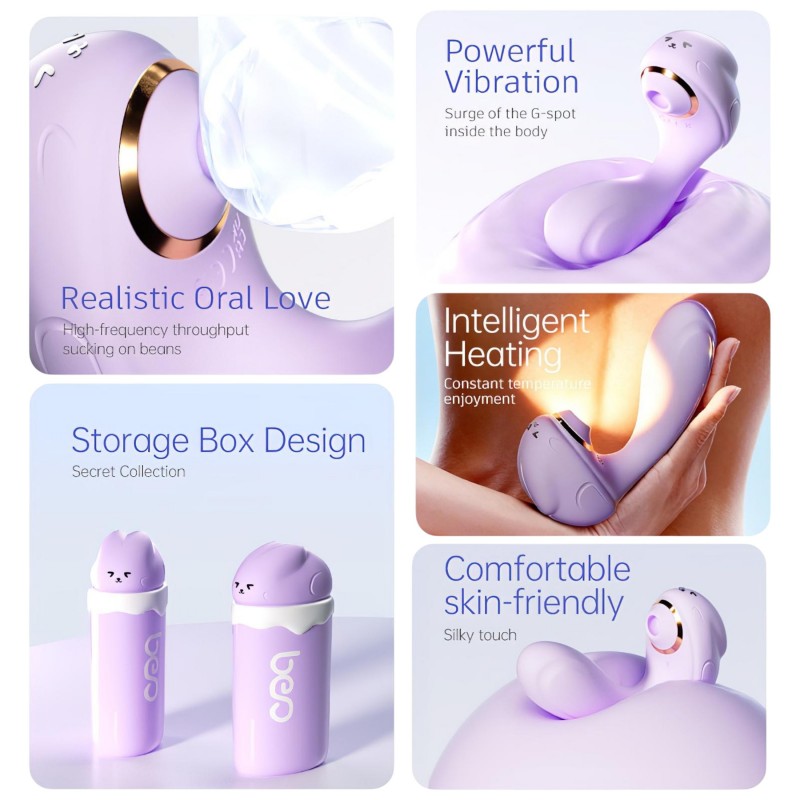 Sunny Love Bunny - szívó, rezgő vibrátor (lila) 126300 termék bemutató kép
