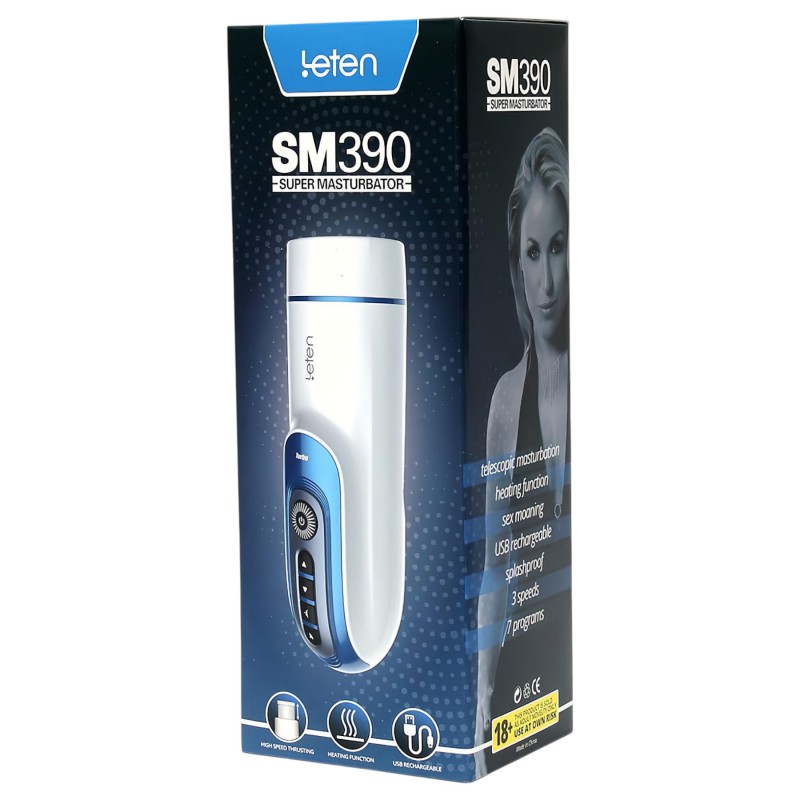 Leten SM390 - nyögő, melegítő maszturbátor (fehér) 121671 termék bemutató kép
