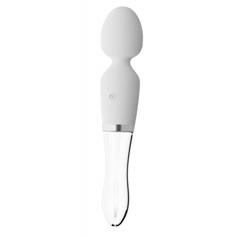 Liaison Wand - akkus, szilikon-üveg LED-es vibrátor (áttetsző-fehér) 69944 termék bemutató kép