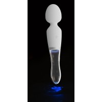 Liaison Wand - akkus, szilikon-üveg LED-es vibrátor (áttetsző-fehér) 69947 termék bemutató kép