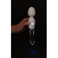 Liaison Wand - akkus, szilikon-üveg LED-es vibrátor (áttetsző-fehér) 69949 termék bemutató kép