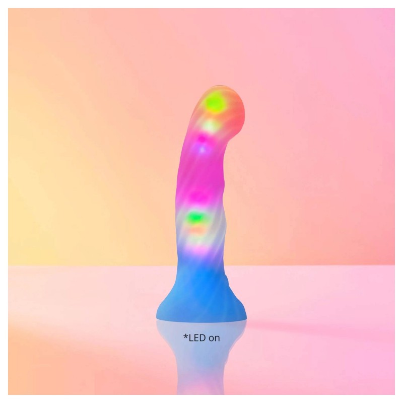 Love to Love Candy Loop - világító LED-es szilikon dildó (rózsaszín-kék) - 16,9 cm 171167 termék bemutató kép