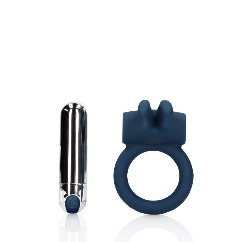 Loveline - akkus, nyuszis csiklóizgatós, vibrációs péniszgyűrű (kék) 85797 termék bemutató kép