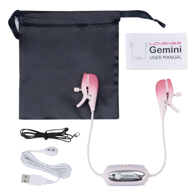 LOVENSE Gemini - okos, vibrációs mellbimbó csipesz (pink) 118205 termék bemutató kép
