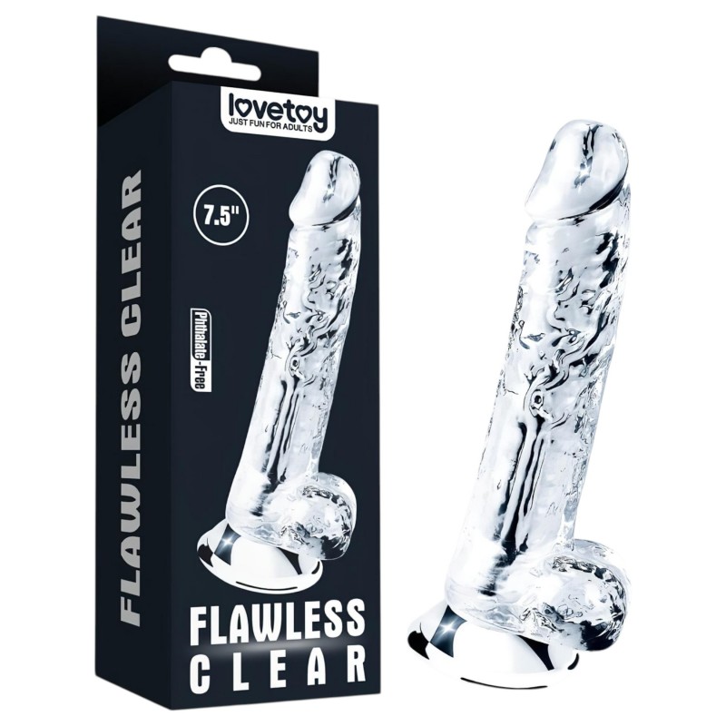 Lovetoy Flawless Clear - tapadókorongos dildó - 19 cm (átlátszó) 129807 termék bemutató kép