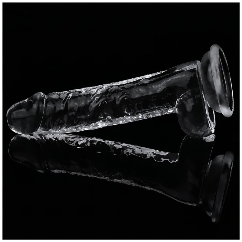 Lovetoy Flawless Clear - tapadókorongos dildó - 19 cm (átlátszó) 129808 termék bemutató kép