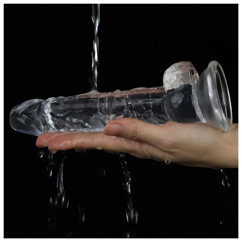 Lovetoy Flawless Clear - tapadókorongos dildó - 19 cm (átlátszó) 129811 termék bemutató kép