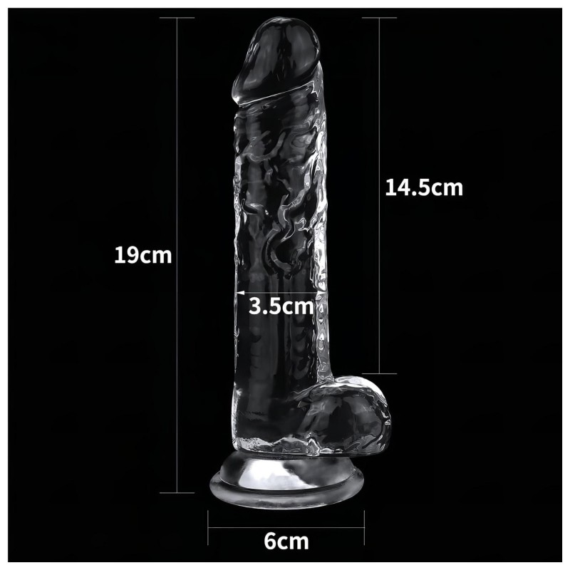Lovetoy Flawless Clear - tapadókorongos dildó - 19 cm (átlátszó) 129812 termék bemutató kép