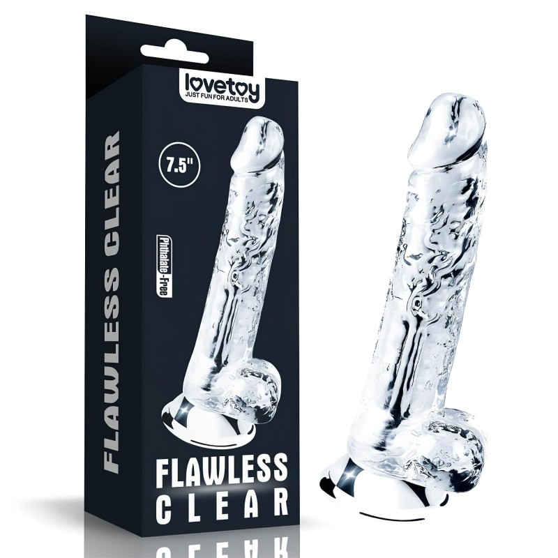 Lovetoy Flawless Clear - tapadókorongos dildó - 19cm (átlátszó) 100565 termék bemutató kép