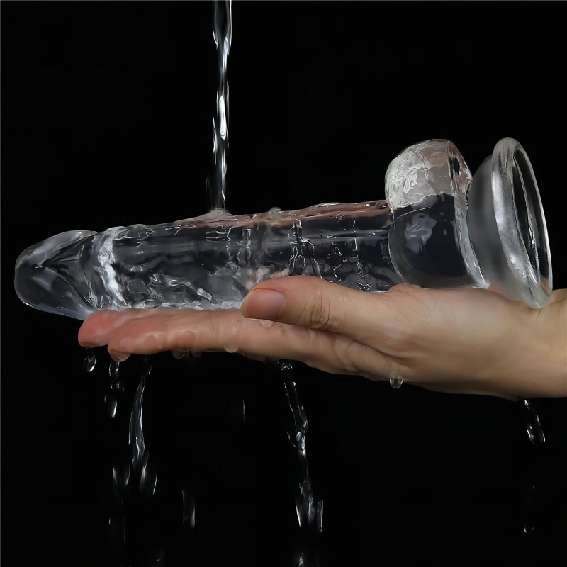 Lovetoy Flawless Clear - tapadókorongos dildó - 19cm (átlátszó) 100569 termék bemutató kép