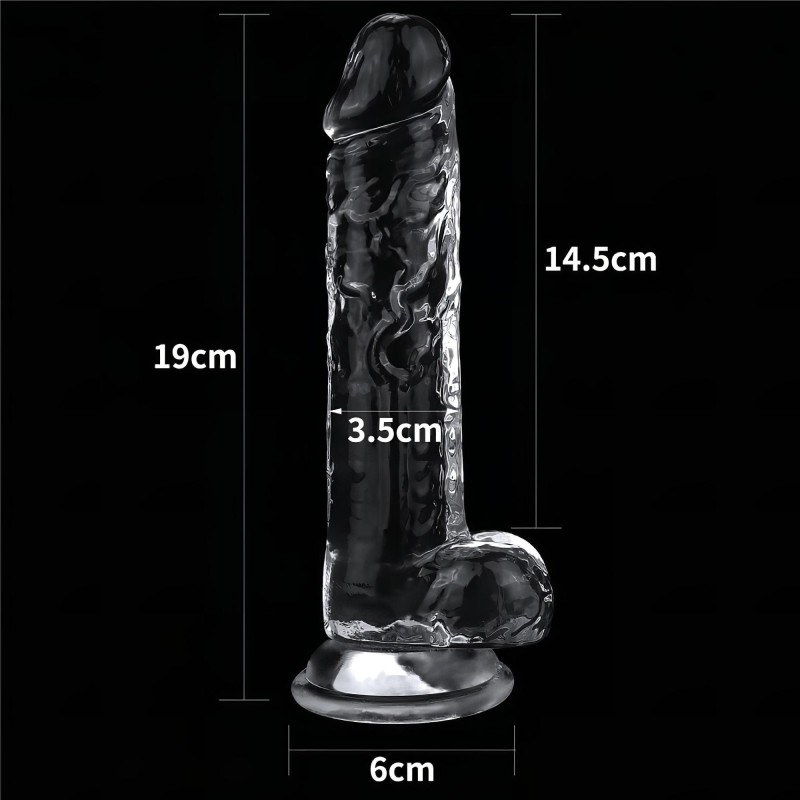 Lovetoy Flawless Clear - tapadókorongos dildó - 19cm (átlátszó) 100570 termék bemutató kép