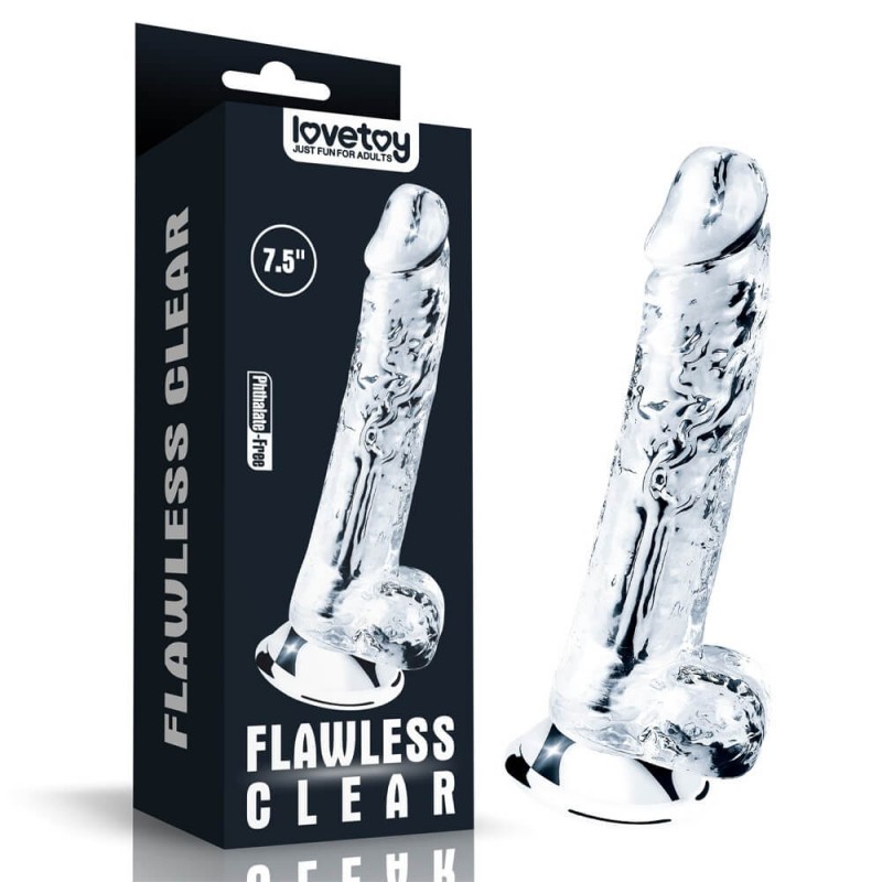Lovetoy Flawless Clear - tapadókorongos dildó - 19cm (átlátszó) 86416 termék bemutató kép