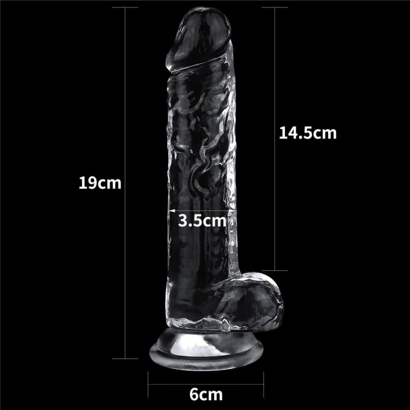 Lovetoy Flawless Clear - tapadókorongos dildó - 19cm (átlátszó) 86421 termék bemutató kép