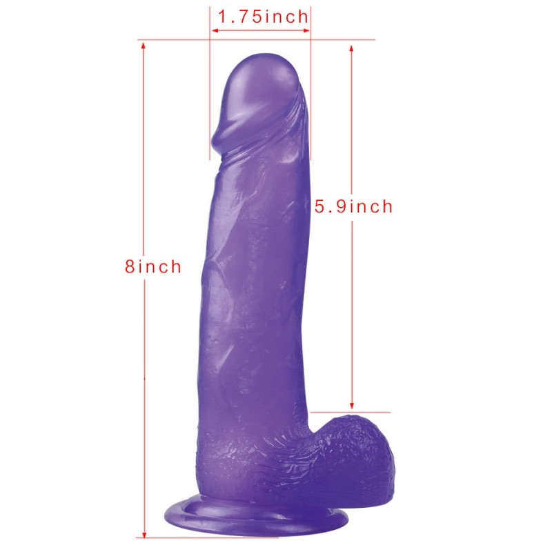 Lovetoy Jelly Studs - tapadókorongos dildó - 20cm (lila) 96090 termék bemutató kép