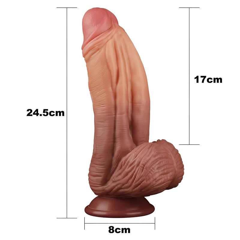 Lovetoy - kétrétegű élethű dildó - 26 cm (natúr) 133014 termék bemutató kép