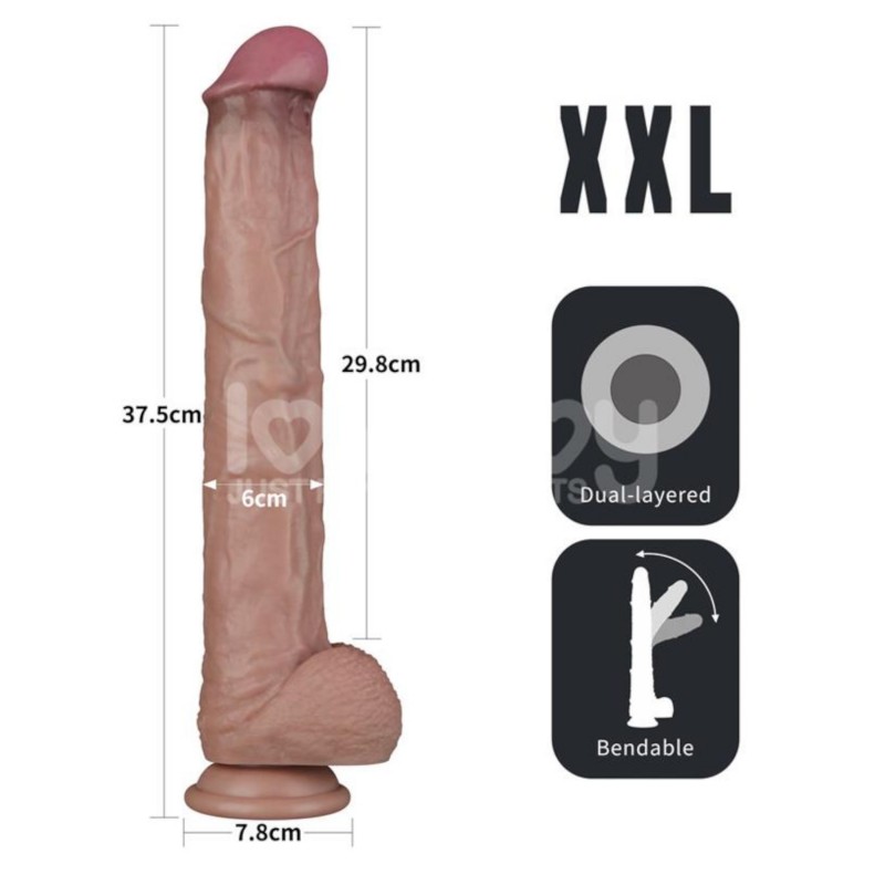 Lovetoy - kétrétegű XXL dildó - 36,5 cm - (testszínű) 142802 termék bemutató kép