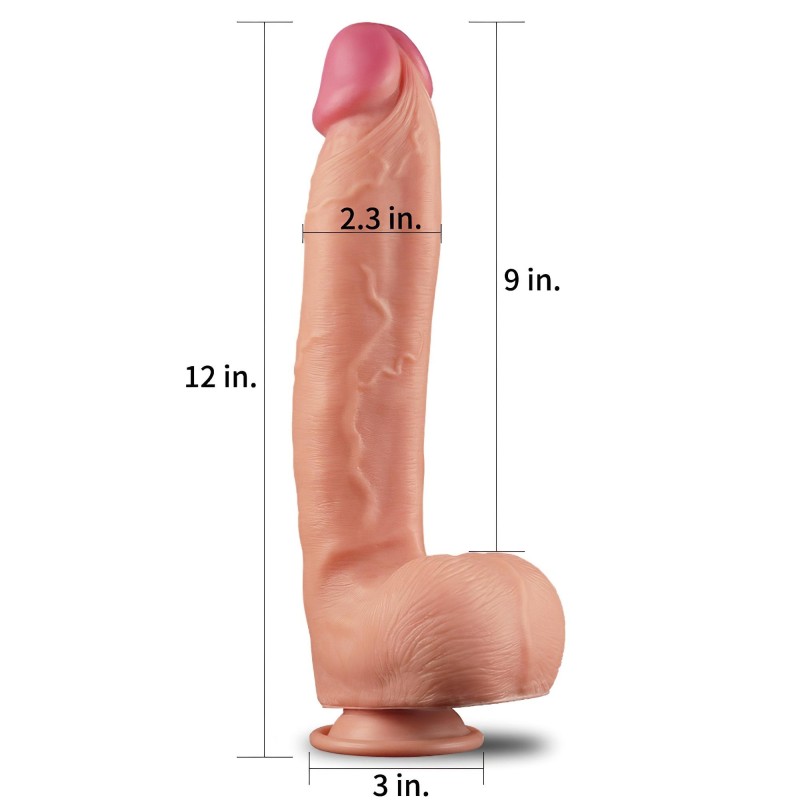 Lovetoy Nature Cock - kétrétegű élethű dildó - 30 cm (testszínű) 142383 termék bemutató kép