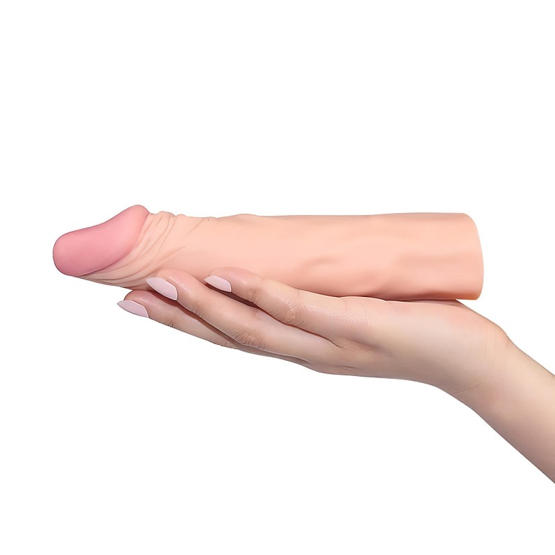 Lovetoy Pleasure X-tender - péniszköpeny - 19 cm (natúr) 132806 termék bemutató kép