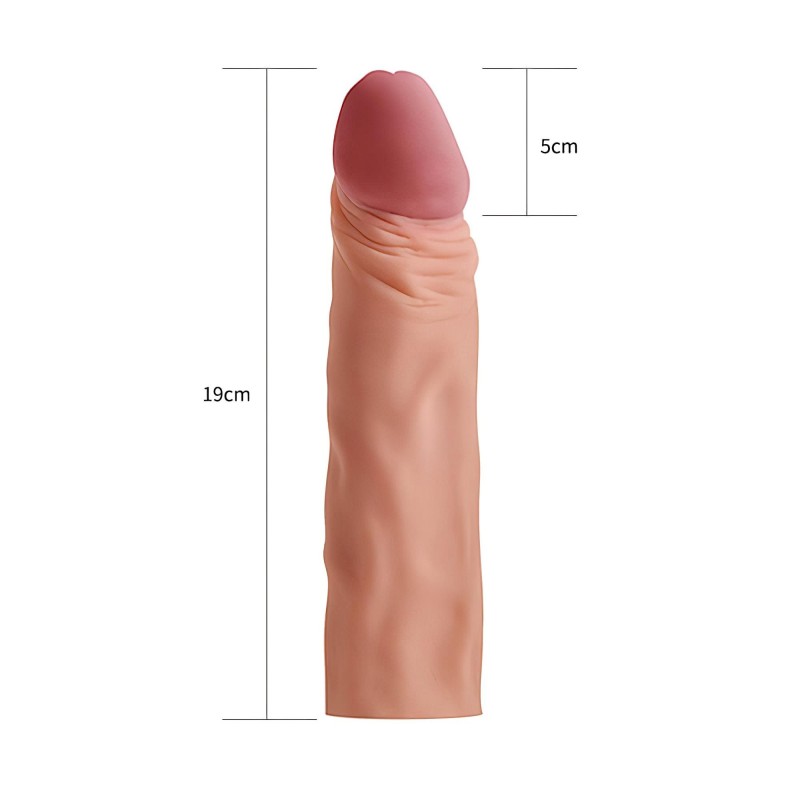 Lovetoy Pleasure X-tender - péniszköpeny - 19 cm (testszínű) 141971 termék bemutató kép