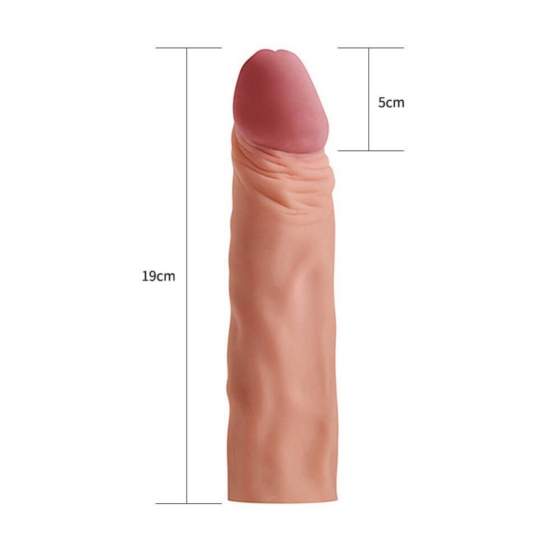 Lovetoy Pleasure X-tender - péniszköpeny - 19cm (natúr) 86430 termék bemutató kép