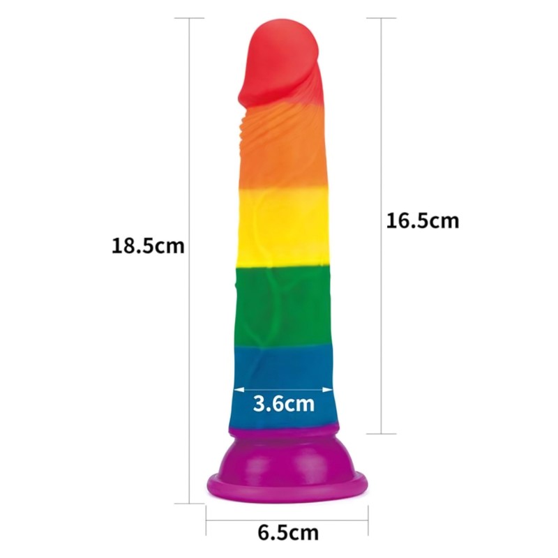 Lovetoy Prider 7.0 - élethű dildó - 19 cm (szivárvány) 169016 termék bemutató kép