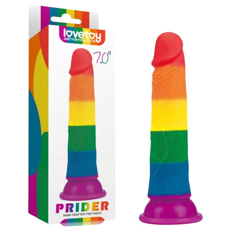 Lovetoy Prider 7.0 - élethű dildó - 19 cm (szivárvány) 169017 termék bemutató kép