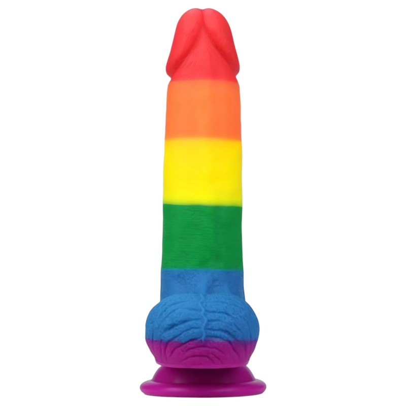 Lovetoy Prider - élethű herés dildó - 20 cm (szivárvány) 135045 termék bemutató kép