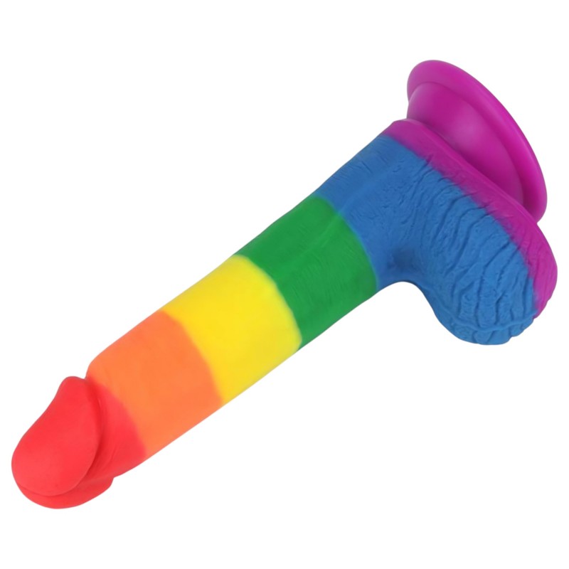 Lovetoy Prider - élethű herés dildó - 20 cm (szivárvány) 135046 termék bemutató kép