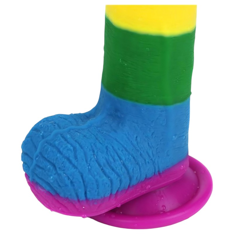 Lovetoy Prider - élethű herés dildó - 20 cm (szivárvány) 135047 termék bemutató kép