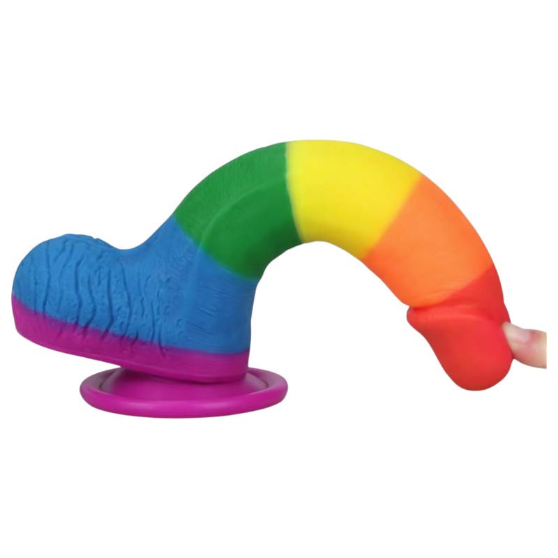 Lovetoy Prider - élethű herés dildó - 20 cm (szivárvány) 135049 termék bemutató kép
