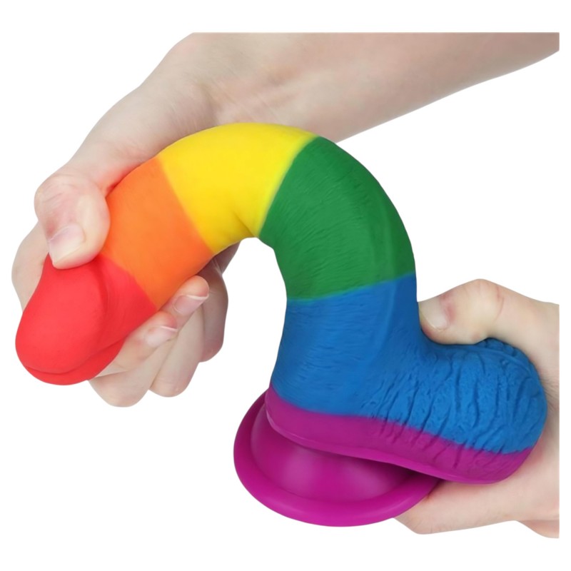 Lovetoy Prider - élethű herés dildó - 20 cm (szivárvány) 135050 termék bemutató kép