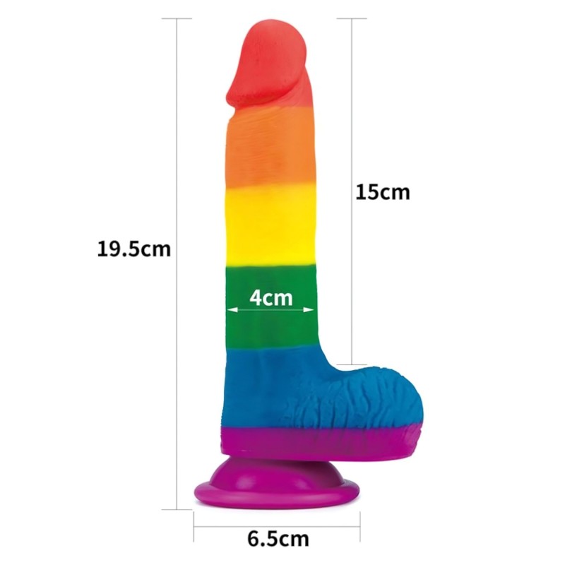 Lovetoy Prider - élethű herés dildó - 20 cm (szivárvány) 135051 termék bemutató kép