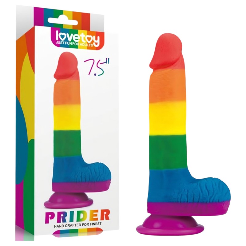 Lovetoy Prider - élethű herés dildó - 20 cm (szivárvány) 135052 termék bemutató kép