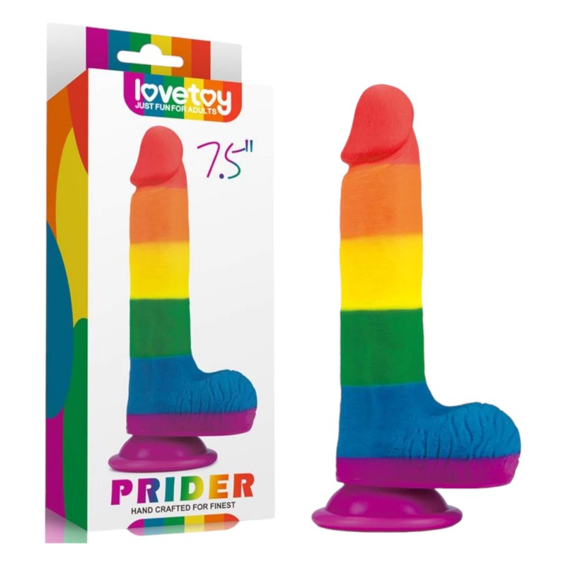 Lovetoy Prider - élethű herés dildó - 20cm (szivárvány) 91796 termék bemutató kép
